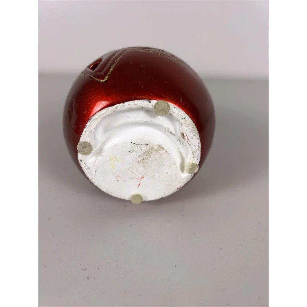 Pier 1 Santa Claus Tea Light Candle Holder Metallic Red Ceramic Figurine Bell